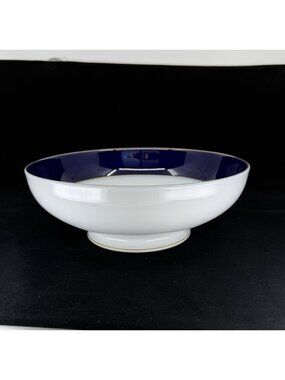 Rosenthal Classic Rose Cobalt Blue Gold Trim 9.5" Footed Serving Bowl Germany